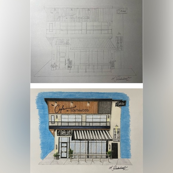 Business Illustration Store Restaurant Custom Personalized Gift Art Hand Drawn - Picture 3 of 4